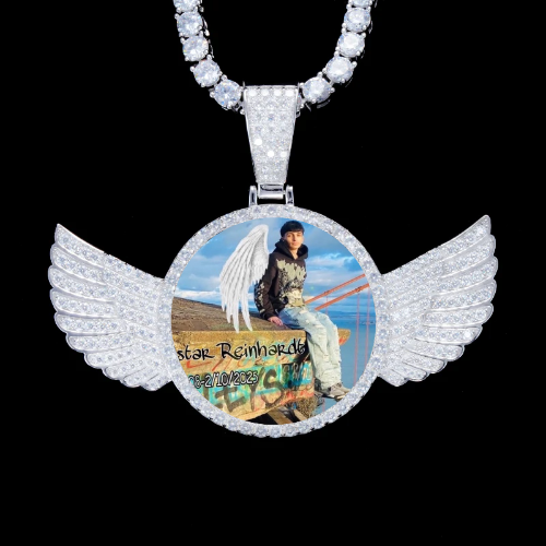 925S & VVS Moissanite 3D Wing Custom Picture Pendant
