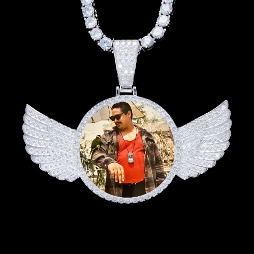 925S & VVS Moissanite 3D Wing Custom Picture Pendant