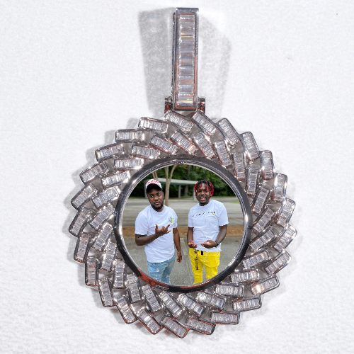 Large 3D Baguette Custom Picture Pendant