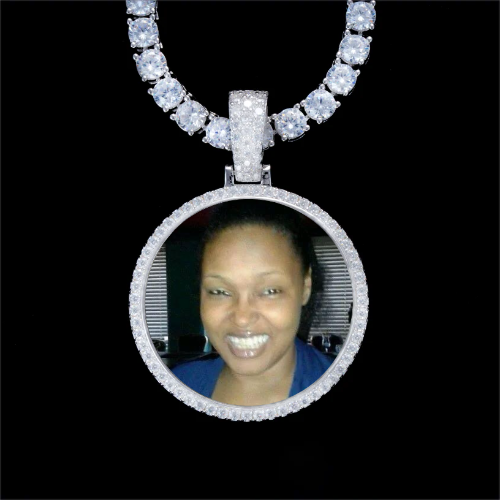 925S & VVS Moissanite 3D Circle Custom Picture Pendant