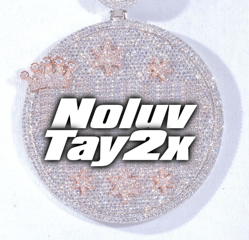 CUSTOM LETTER NECKLACE 3D BIG CROWN DISC