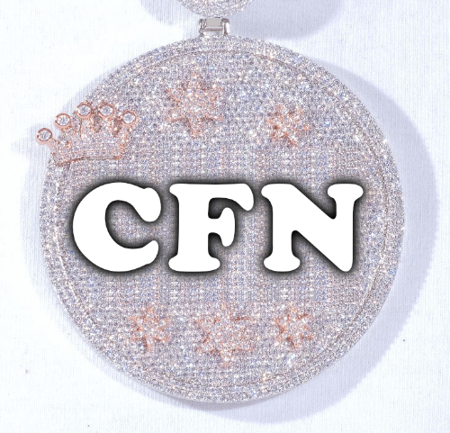 CUSTOM LETTER NECKLACE 3D BIG CROWN DISC
