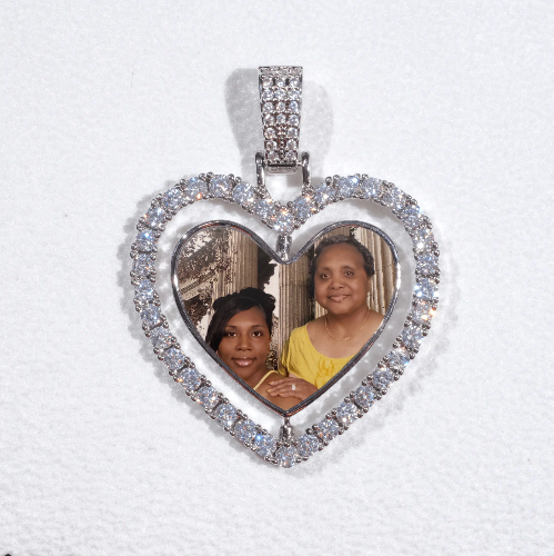 3D Spinning 2-Faced Heart Custom Picture Pendant