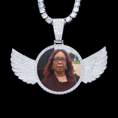 925S & VVS Moissanite 3D Wing Custom Picture Pendant
