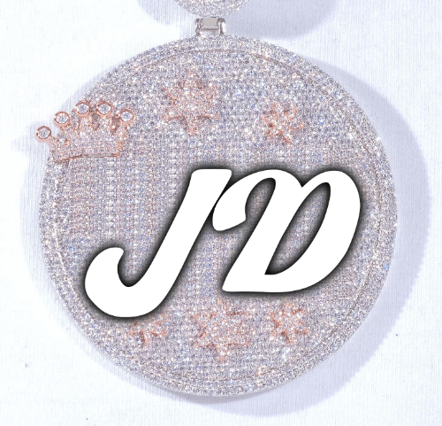 CUSTOM LETTER NECKLACE 3D BIG CROWN DISC
