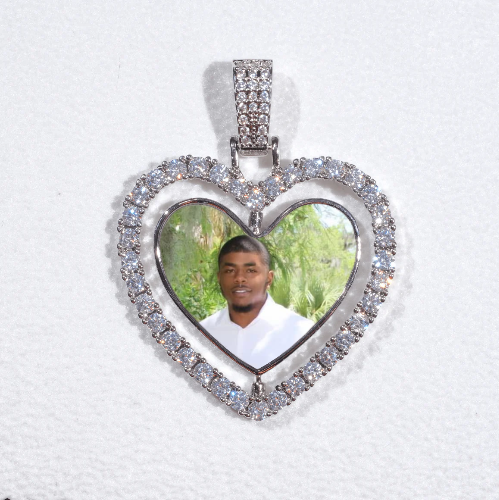 3D Spinning 2-Faced Heart Custom Picture Pendant