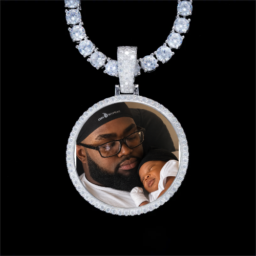 925S & VVS Moissanite 3D Circle Custom Picture Pendant
