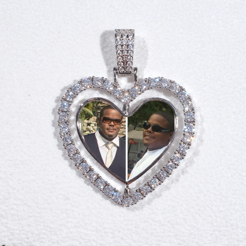 3D Spinning 2-Faced Heart Custom Picture Pendant