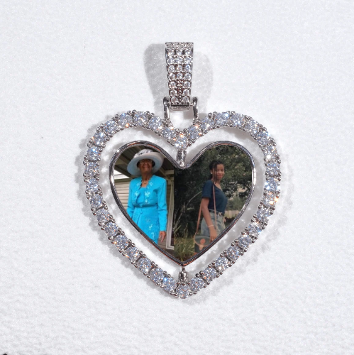 3D Spinning 2-Faced Heart Custom Picture Pendant