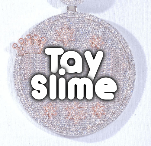 CUSTOM LETTER NECKLACE 3D BIG CROWN DISC