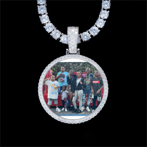 925S & VVS Moissanite 3D Circle Custom Picture Pendant