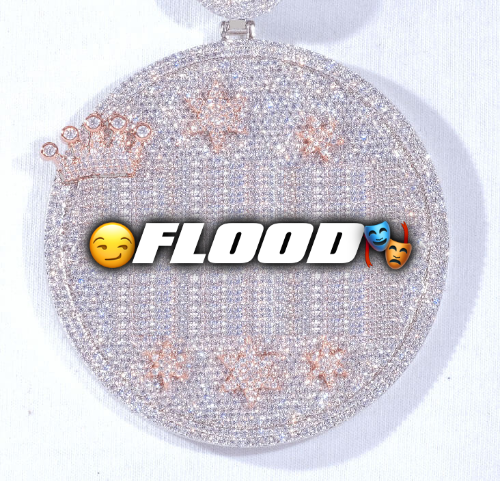 CUSTOM LETTER NECKLACE 3D BIG CROWN DISC