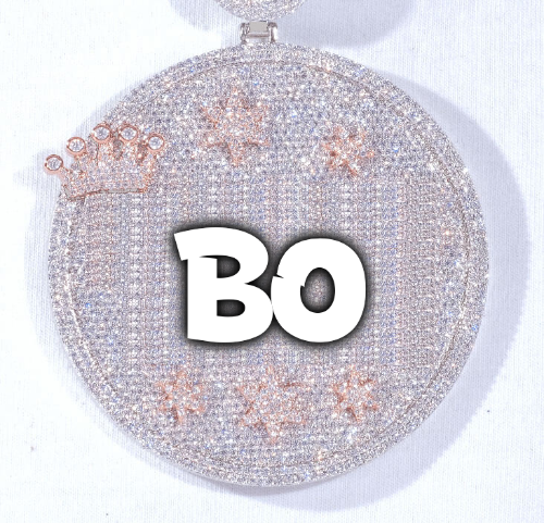 CUSTOM LETTER NECKLACE 3D BIG CROWN DISC
