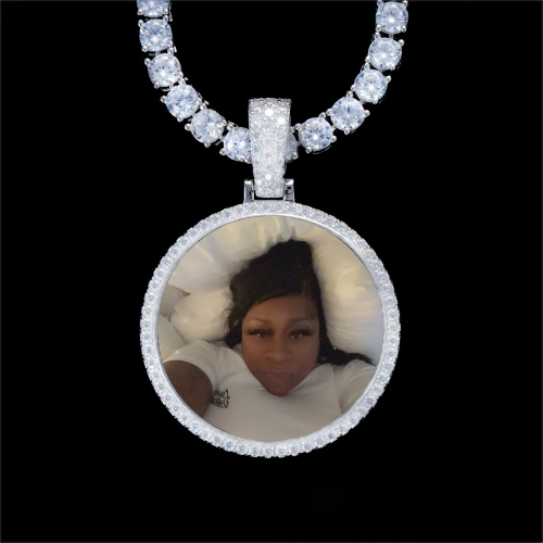 925S & VVS Moissanite 3D Circle Custom Picture Pendant