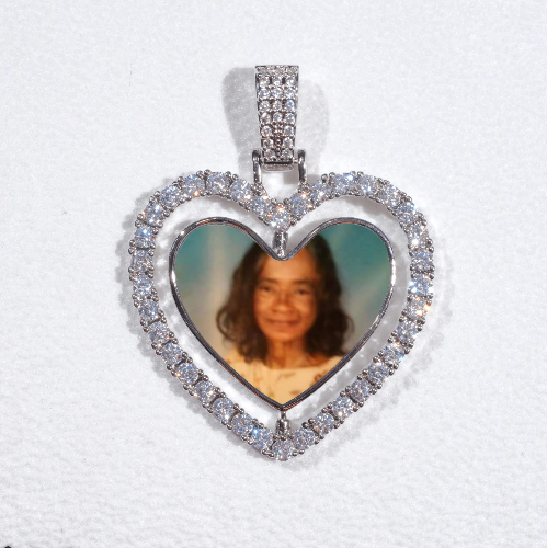 3D Spinning 2-Faced Heart Custom Picture Pendant