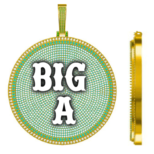 CUSTOM LETTER NECKLACE 3D BIG DISC