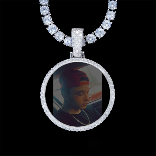 925S & VVS Moissanite 3D Circle Custom Picture Pendant