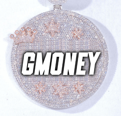 CUSTOM LETTER NECKLACE 3D BIG CROWN DISC