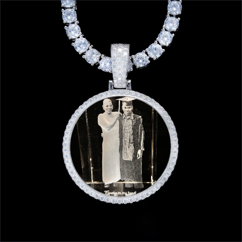 925S & VVS Moissanite 3D Circle Custom Picture Pendant