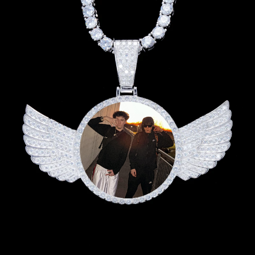 925S & VVS Moissanite 3D Wing Custom Picture Pendant