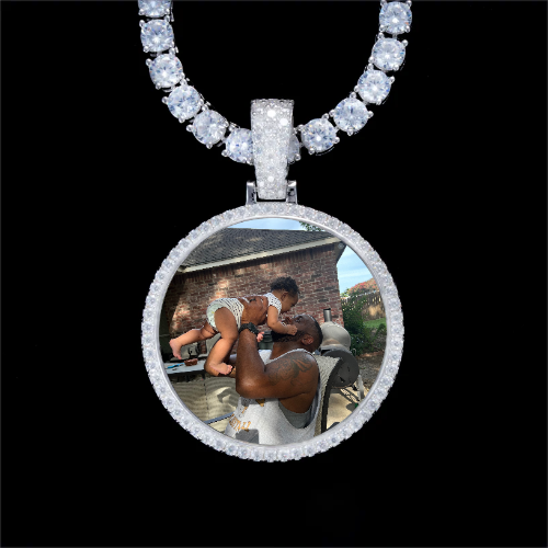 925S & VVS Moissanite 3D Circle Custom Picture Pendant