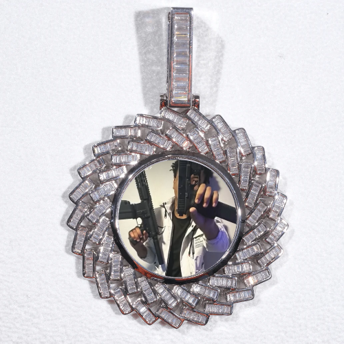 Large 3D Baguette Custom Picture Pendant