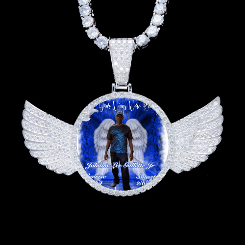 925S & VVS Moissanite 3D Wing Custom Picture Pendant