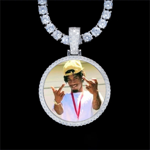 925S & VVS Moissanite 3D Circle Custom Picture Pendant
