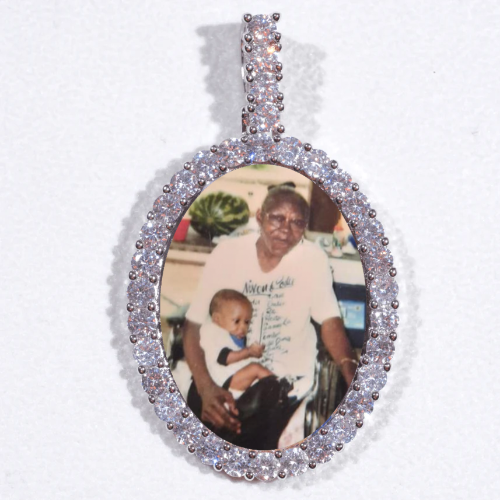 Large 3D Oval Custom Picture Pendant