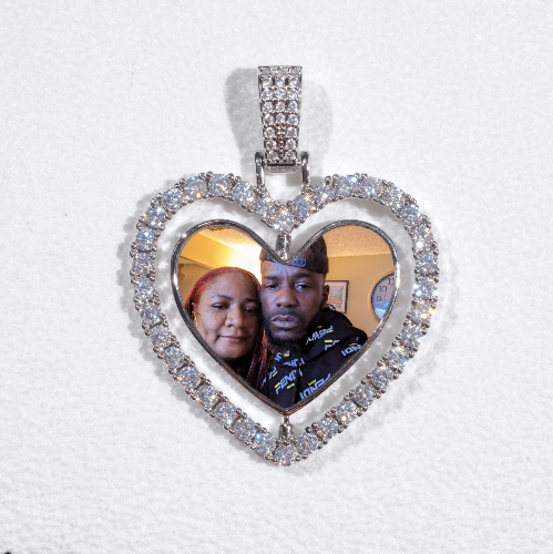 3D Spinning 2-Faced Heart Custom Picture Pendant