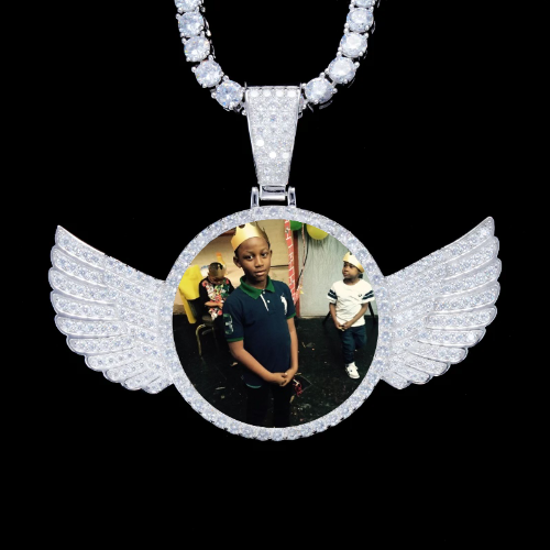 925S & VVS Moissanite 3D Wing Custom Picture Pendant