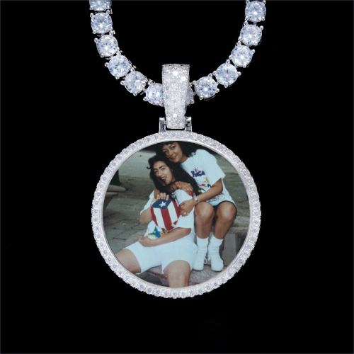 925S & VVS Moissanite 3D Circle Custom Picture Pendant