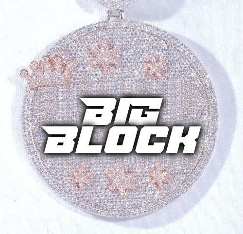 CUSTOM LETTER NECKLACE 3D BIG CROWN DISC