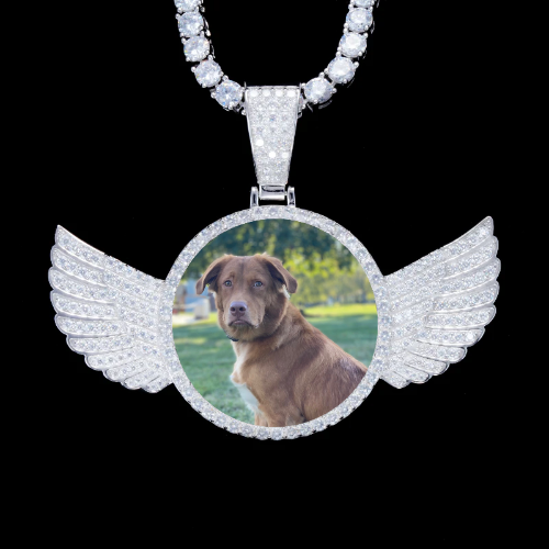925S & VVS Moissanite 3D Wing Custom Picture Pendant