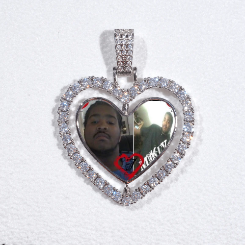 3D Spinning 2-Faced Heart Custom Picture Pendant