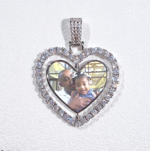 3D Spinning 2-Faced Heart Custom Picture Pendant