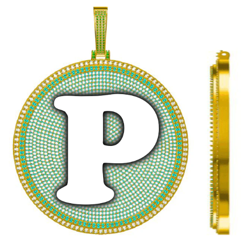 CUSTOM LETTER NECKLACE 3D BIG DISC