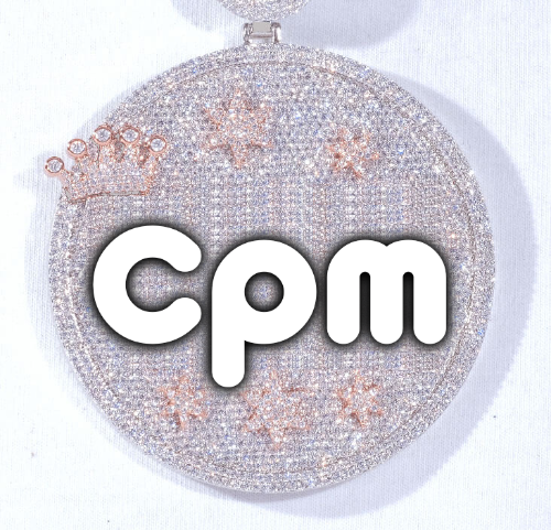 CUSTOM LETTER NECKLACE 3D BIG CROWN DISC