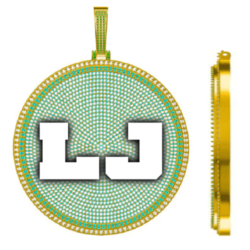 CUSTOM LETTER NECKLACE 3D BIG DISC