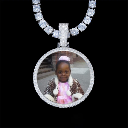 925S & VVS Moissanite 3D Circle Custom Picture Pendant
