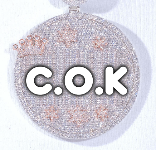 CUSTOM LETTER NECKLACE 3D BIG CROWN DISC