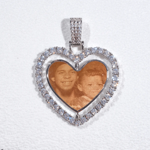 3D Spinning 2-Faced Heart Custom Picture Pendant