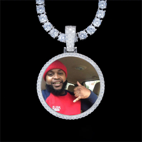 925S & VVS Moissanite 3D Circle Custom Picture Pendant