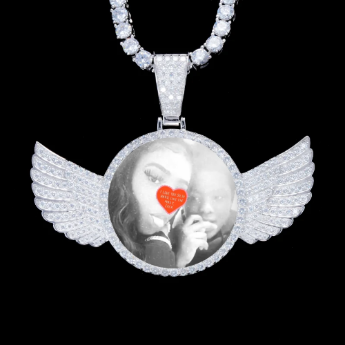 925S & VVS Moissanite 3D Wing Custom Picture Pendant