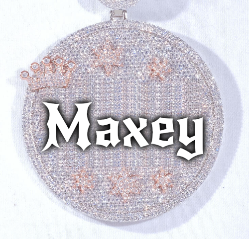 CUSTOM LETTER NECKLACE 3D BIG CROWN DISC