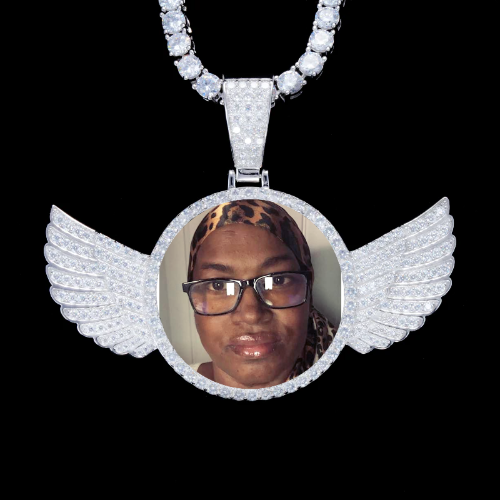 925S & VVS Moissanite 3D Wing Custom Picture Pendant