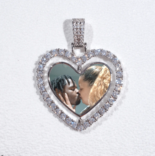 3D Spinning 2-Faced Heart Custom Picture Pendant