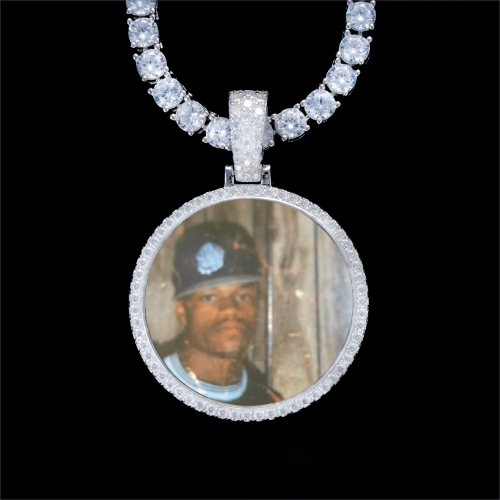 925S & VVS Moissanite 3D Circle Custom Picture Pendant