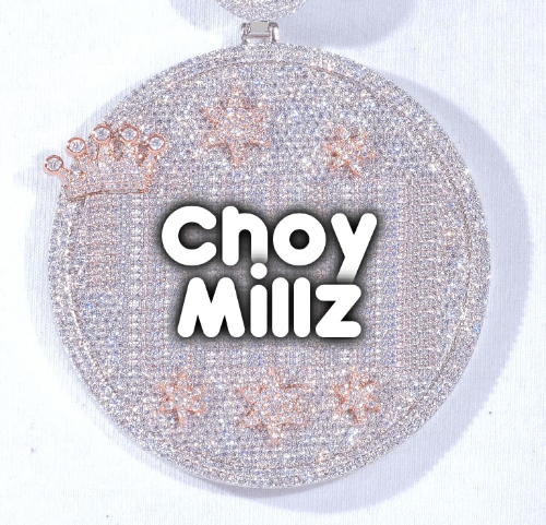 CUSTOM LETTER NECKLACE 3D BIG CROWN DISC