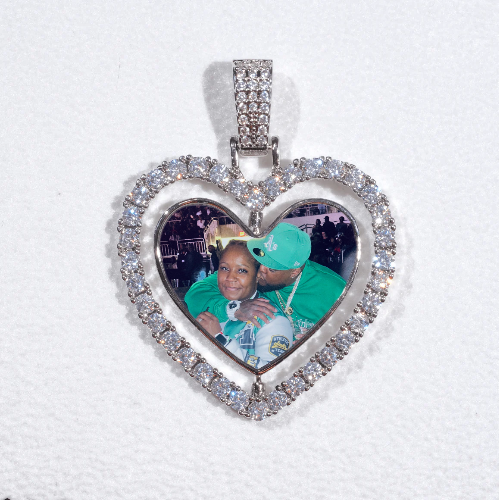 3D Spinning 2-Faced Heart Custom Picture Pendant